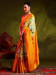 Women's Dola Navy Blue Printed Designer Saree With Blouse Piece-RAJWADI11C