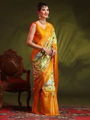Women's Dola Navy Blue Printed Designer Saree With Blouse Piece-RAJWADI11C