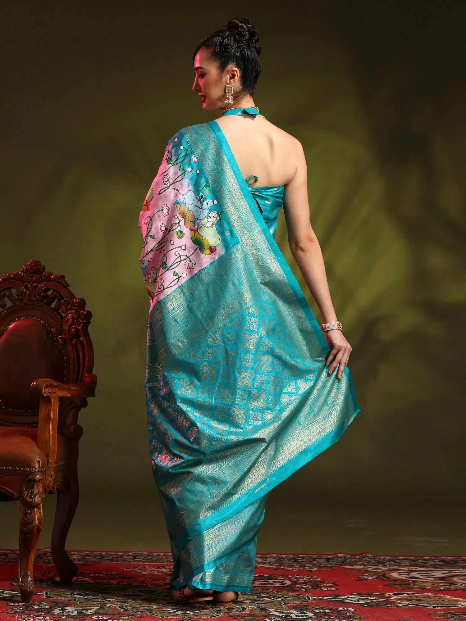 Dola Mauve Printed Indian Sari - Designer Polyester Saree
