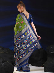 Women's Dola  Green Printed Designer Saree With Blouse Piece-RAJWADI04D