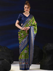 Women's Dola  Green Printed Designer Saree With Blouse Piece-RAJWADI04D
