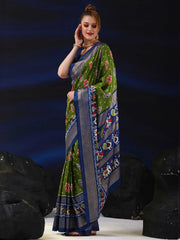 Women's Dola  Green Printed Designer Saree With Blouse Piece-RAJWADI04D