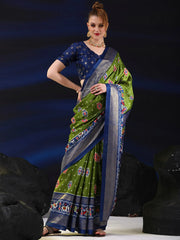 Women's Dola  Green Printed Designer Saree With Blouse Piece-RAJWADI04D
