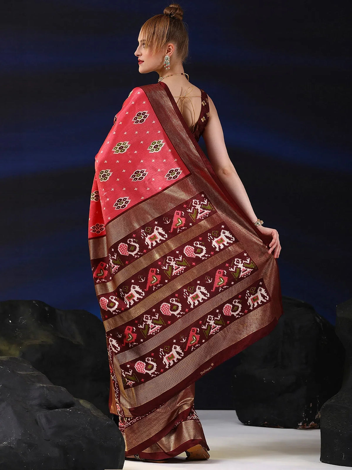 Women's Dola  Pink Printed Designer Saree With Blouse Piece-RAJWADI04G