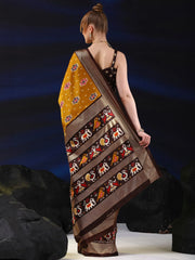 Women's Dola Navy Blue Printed Designer Saree With Blouse Piece-UNVRSE34D