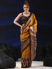 Women's Dola Navy Blue Printed Designer Saree With Blouse Piece-UNVRSE34D