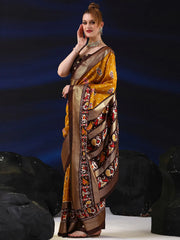 Women's Dola Navy Blue Printed Designer Saree With Blouse Piece-UNVRSE34D
