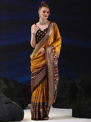 Women's Dola Navy Blue Printed Designer Saree With Blouse Piece-UNVRSE34D