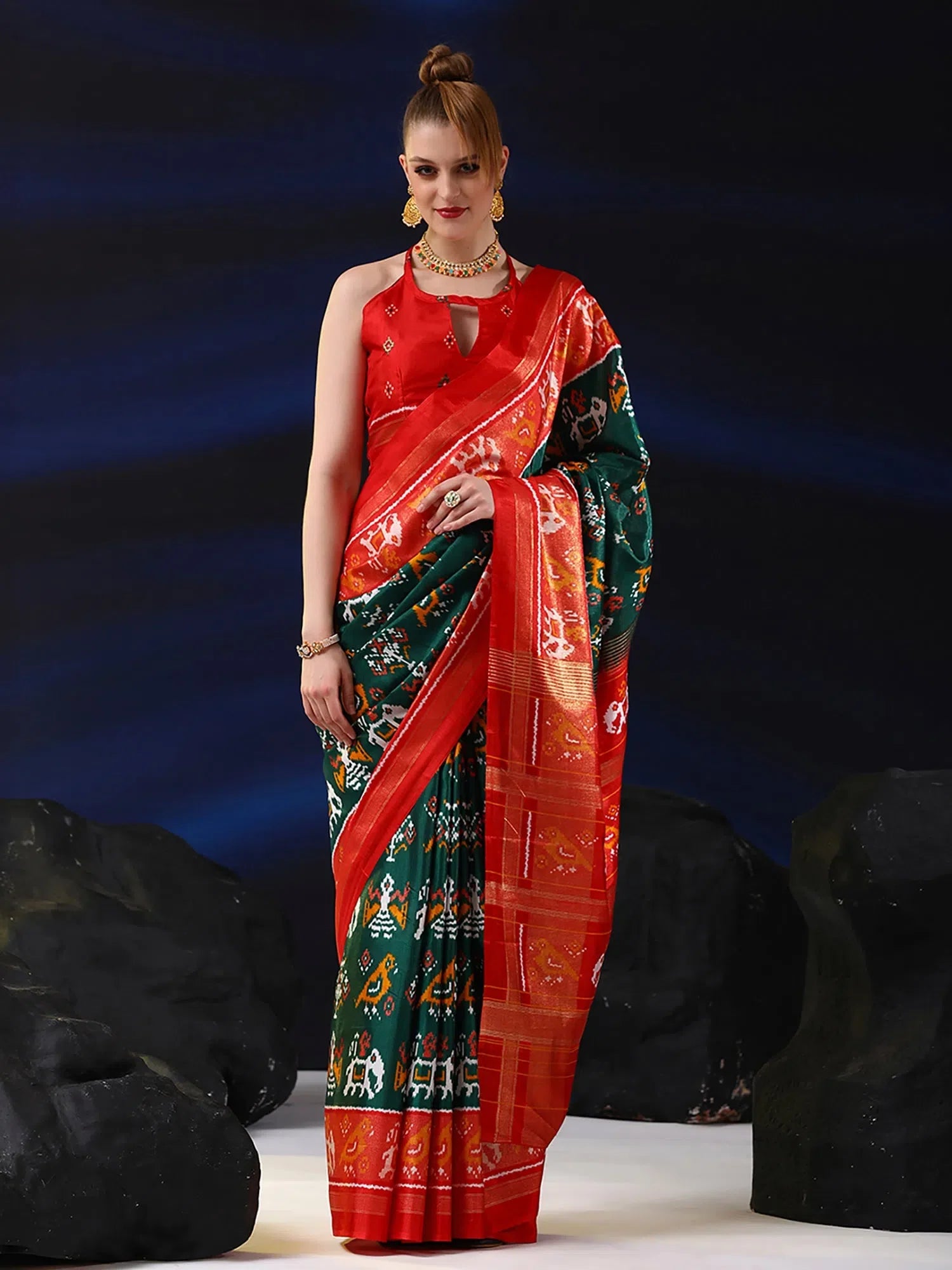 Dola Green Printed Saree | Trendy Designer Sarees India