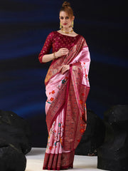 Women's Dola  Pink Printed Designer Saree With Blouse Piece-RAJWADI07D