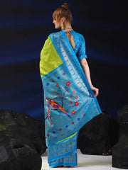 Women's Dola  Light Green Printed Designer Saree With Blouse Piece-RAJWADI07E