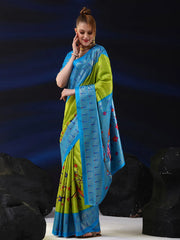 Women's Dola  Light Green Printed Designer Saree With Blouse Piece-RAJWADI07E