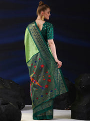 Women's Dola  Light Green Printed Designer Saree With Blouse Piece-RAJWADI07G