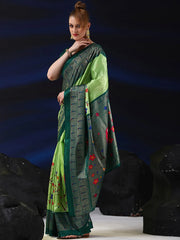 Women's Dola  Light Green Printed Designer Saree With Blouse Piece-RAJWADI07G