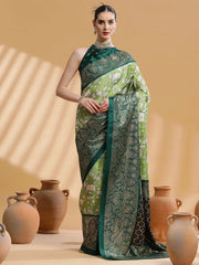 Women's Dola Peach Printed Designer Saree With Blouse Piece-RAJWADI03B