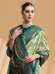 Women's Dola Peach Printed Designer Saree With Blouse Piece-RAJWADI03B