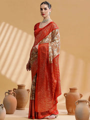 Women's Dola Pink Printed Designer Saree With Blouse Piece-DARIA5001