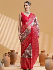 Women's Dola Pink Printed Designer Saree With Blouse Piece-DOLA142D