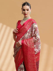 Women's Dola Pink Printed Designer Saree With Blouse Piece-DOLA142D