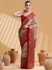 Women's Dola Pink Printed Designer Saree With Blouse Piece-DOLA184F
