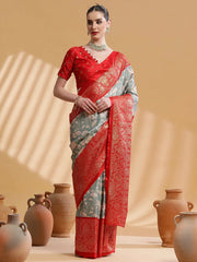 Women's Dola Pink Printed Designer Saree With Blouse Piece-DOLALX01A