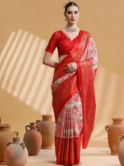 Women's Dola Pink Printed Designer Saree With Blouse Piece-DOLALX05A