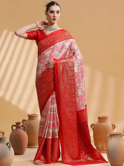 Women's Dola Pink Printed Designer Saree With Blouse Piece-DOLALX05A