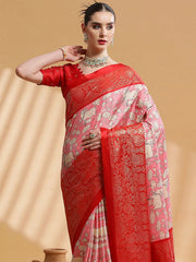 Women's Dola Pink Printed Designer Saree With Blouse Piece-DOLALX05A