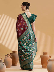 Women's Dola  Brown Printed Designer Saree With Blouse Piece-RAJWADI09E