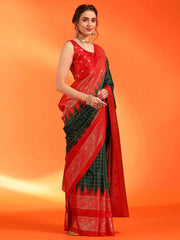 Women's Dola Pink Printed Designer Saree With Blouse Piece-UNVRSE02B