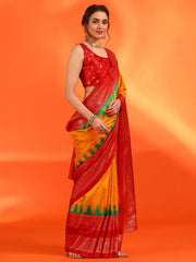 Women's Dola Purple Printed Designer Saree With Blouse Piece-DOLA111A
