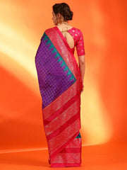 Women's Dola Purple Printed Designer Saree With Blouse Piece-DOLA184G
