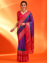 Women's Dola Purple Printed Designer Saree With Blouse Piece-DOLA184G