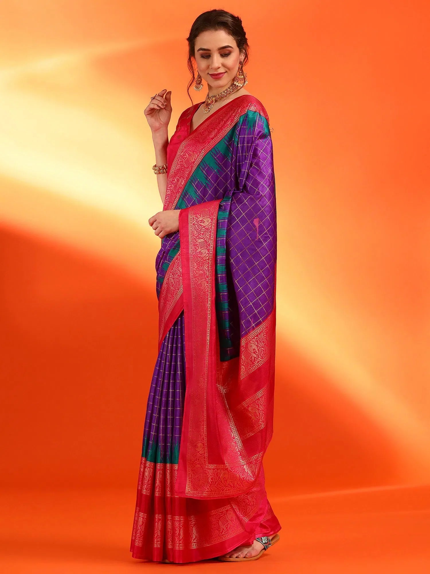 Dola Purple Printed Saree | Indian Sari for Women