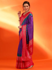 Women's Dola Purple Printed Designer Saree With Blouse Piece-DOLA184G