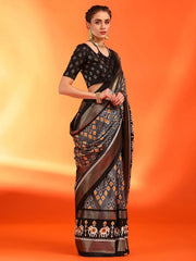 Women's Dola Purple Printed Designer Saree With Blouse Piece-RAJWADI16E