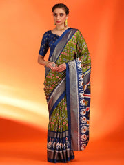 Women's Dola  Green Printed Designer Saree With Blouse Piece-RAJWADI20E