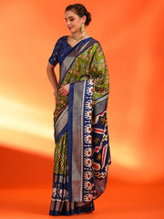 Women's Dola  Green Printed Designer Saree With Blouse Piece-RAJWADI20E