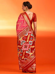 Women's Dola Red Printed Designer Saree With Blouse Piece-DARIA2006