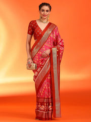 Women's Dola Red Printed Designer Saree With Blouse Piece-DARIA2006