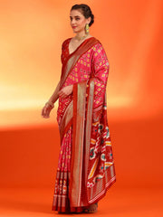 Women's Dola Red Printed Designer Saree With Blouse Piece-DARIA2006