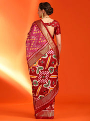 Women's Dola Red Printed Designer Saree With Blouse Piece-DOLALX03B