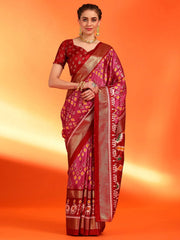 Women's Dola Red Printed Designer Saree With Blouse Piece-DOLALX03B