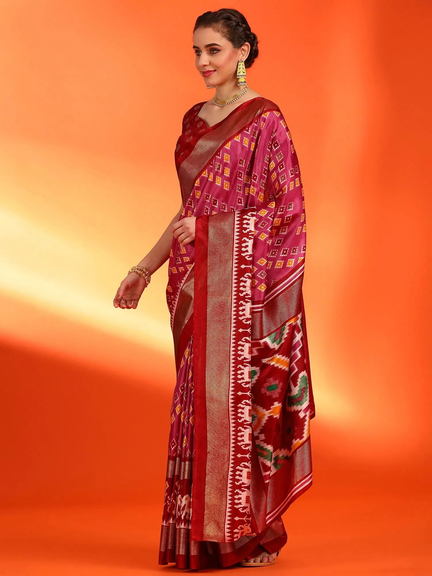 Dola Pink Printed Saree | Designer Sarees India