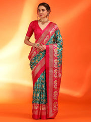 Women's Dola Red Printed Designer Saree With Blouse Piece-DOLALX05F