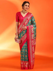 Women's Dola Red Printed Designer Saree With Blouse Piece-DOLALX05F