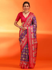 Women's Dola Red Printed Designer Saree With Blouse Piece-HTSKOKO110