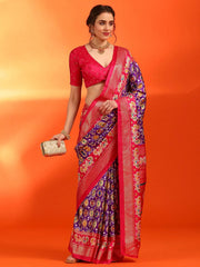 Women's Dola Red Printed Designer Saree With Blouse Piece-HTSKOKO110
