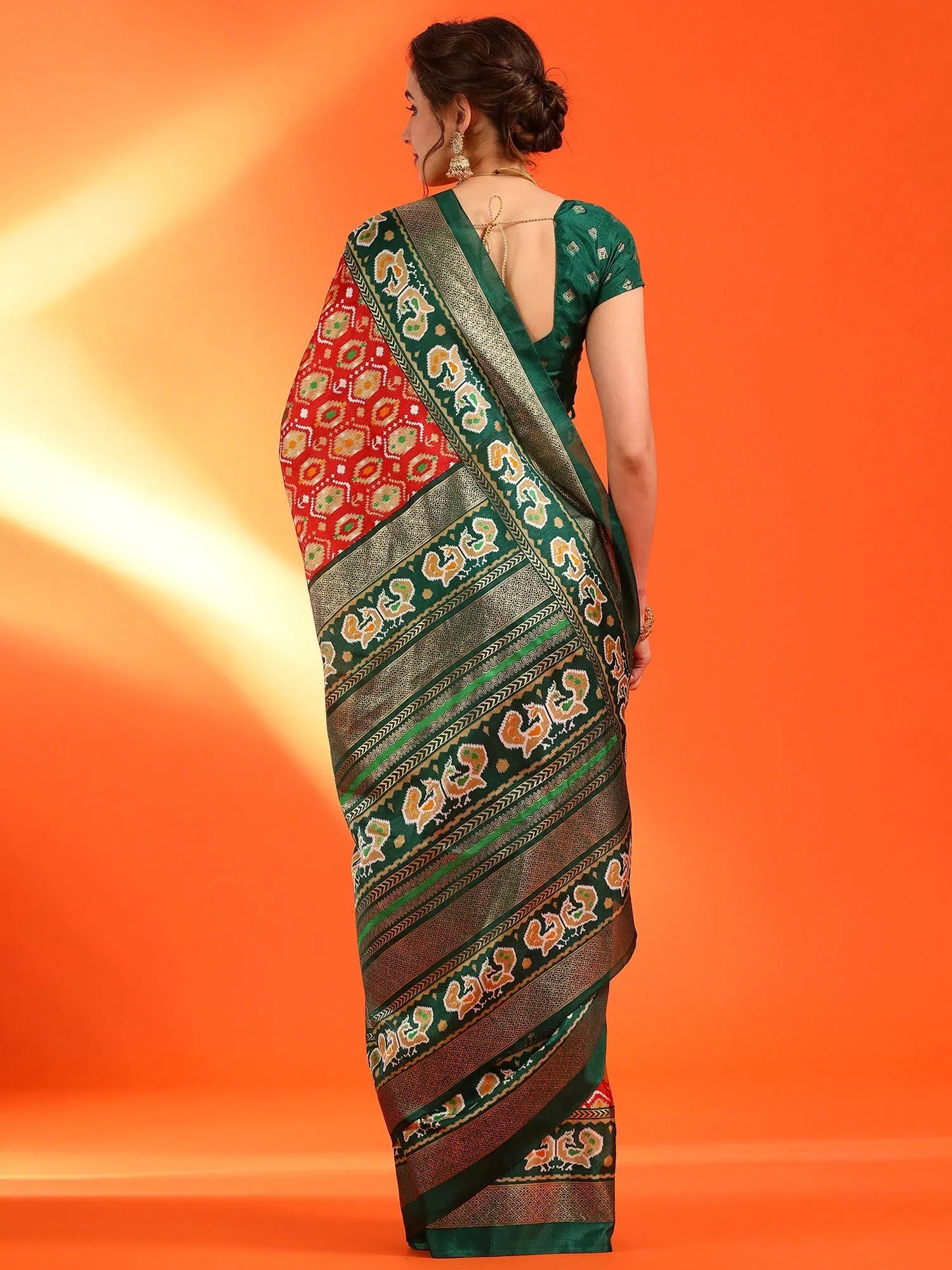 Red Printed Polyester Saree | Exclusive Designer Indian Sarees