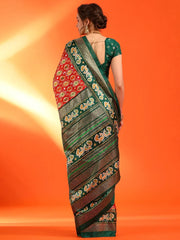 Women's Dola Red Printed Designer Saree With Blouse Piece-KUMKUM21C